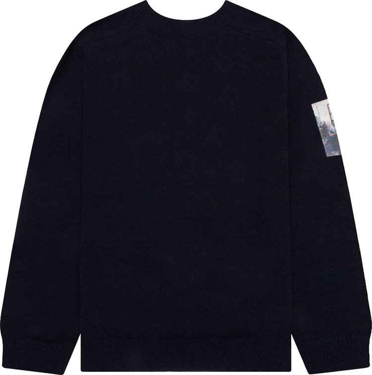 Raf Simons Light Roundneck Hammersleeve Sweater With Patches 'Dark Navy'