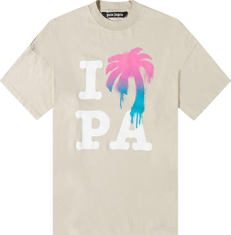 Palm Angels I Love PA Loose Tee 'Beige/Multicolor'