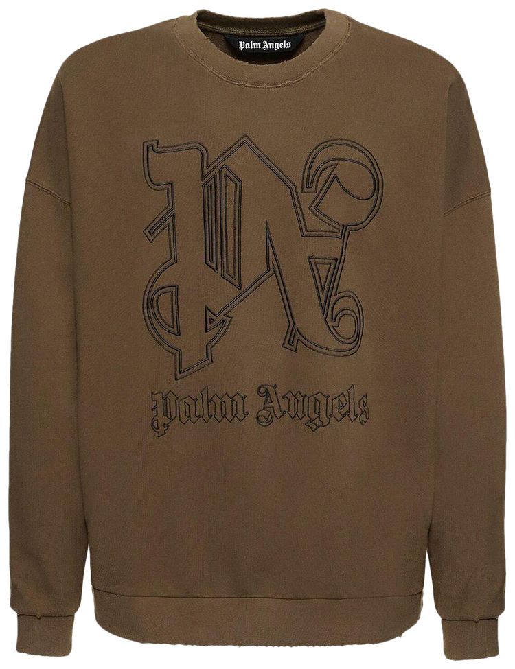 Palm Angels Monogram Statement Crew BrownBlack