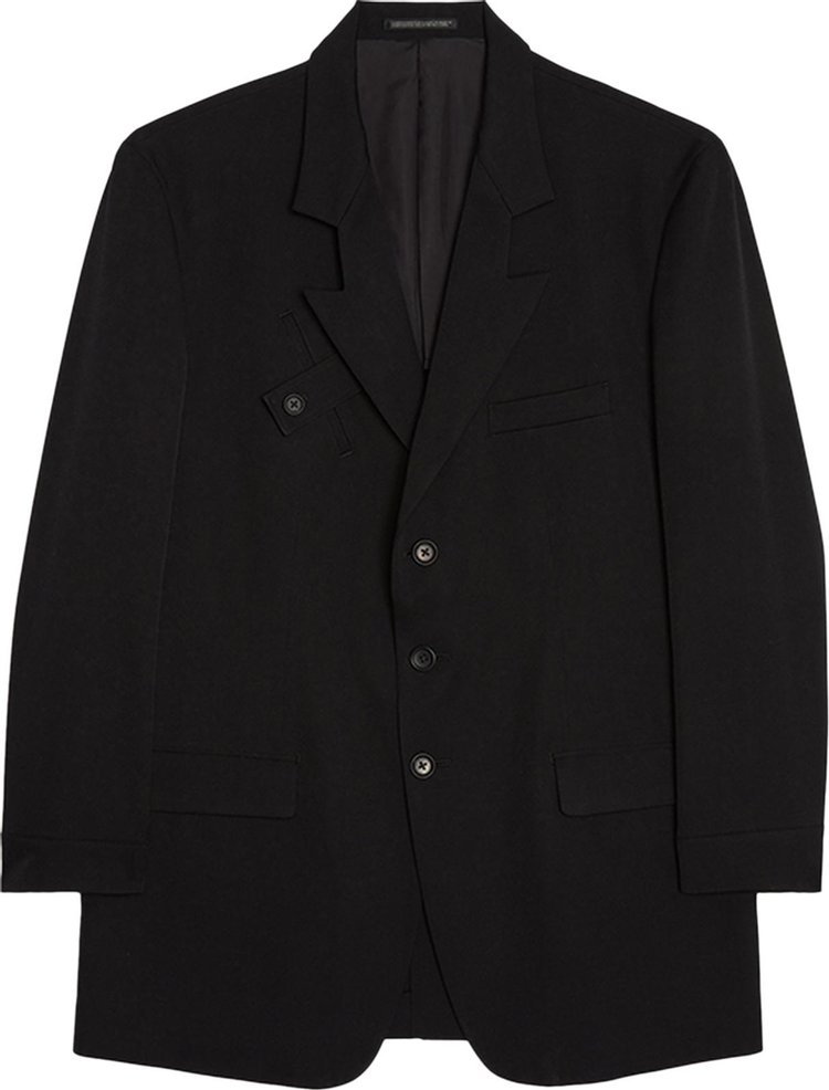 Buy Yohji Yamamoto Pour Homme Changing Peak Gabardine Jacket 'Black ...