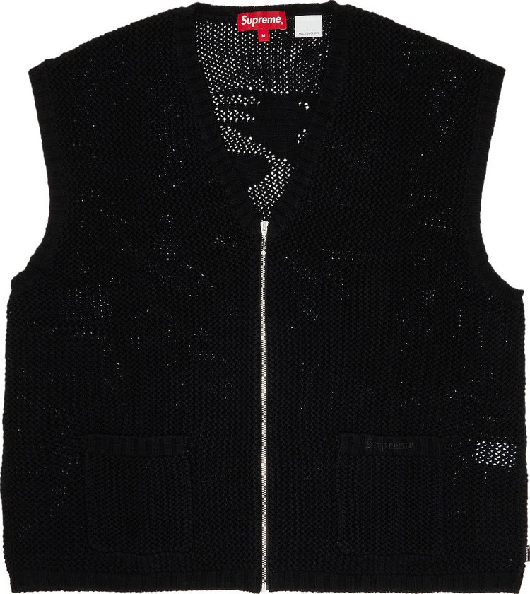 Supreme Dragon Zip Up Sweater Vest Black