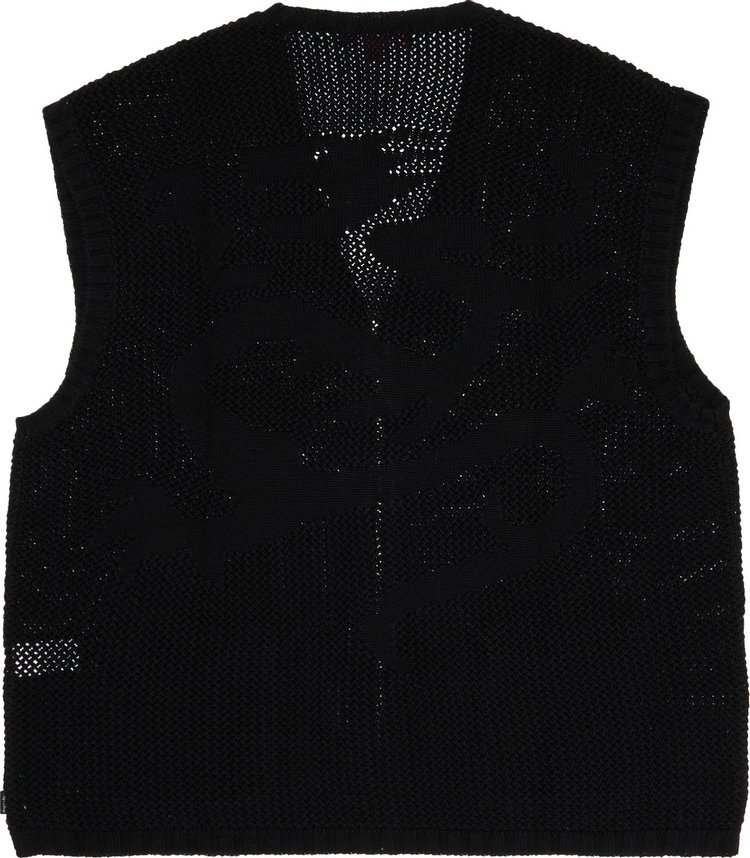 Supreme Dragon Zip Up Sweater Vest Black