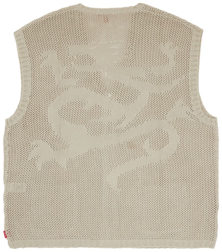 Supreme Dragon Zip Up Sweater Vest Stone
