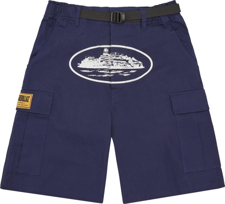 Corteiz Alcatraz Cargo Shorts 'Navy'