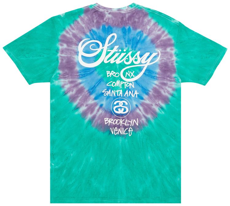 Stussy World Tour Circles Tee Aqua