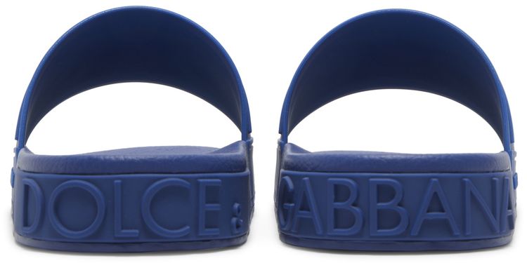 Dolce  Gabbana Rubber Beachwear Slides DG Logo   Blue
