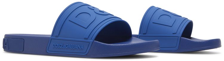 Dolce  Gabbana Rubber Beachwear Slides DG Logo   Blue