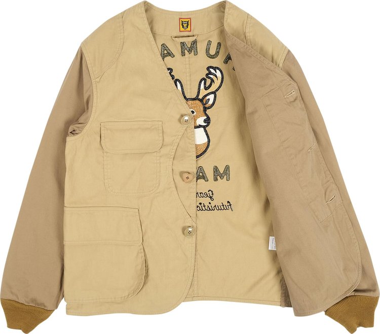 Human Made Collarless Hunting Jacket Beige