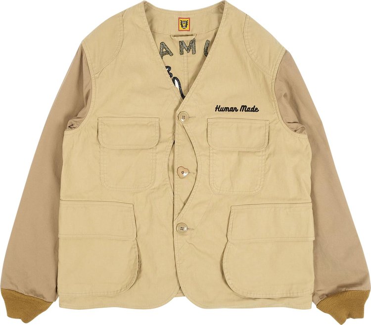 Human Made Collarless Hunting Jacket 'Beige'