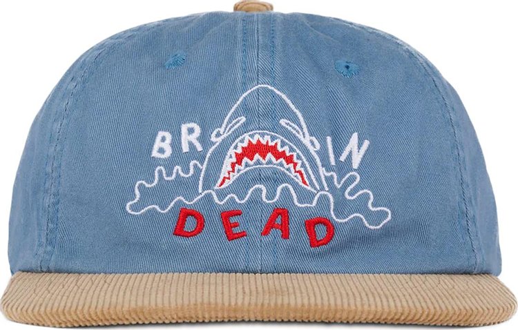 Brain Dead Shark Attack 6 Panel Hat NavyKhaki