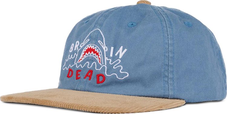 Brain Dead Shark Attack 6 Panel Hat NavyKhaki