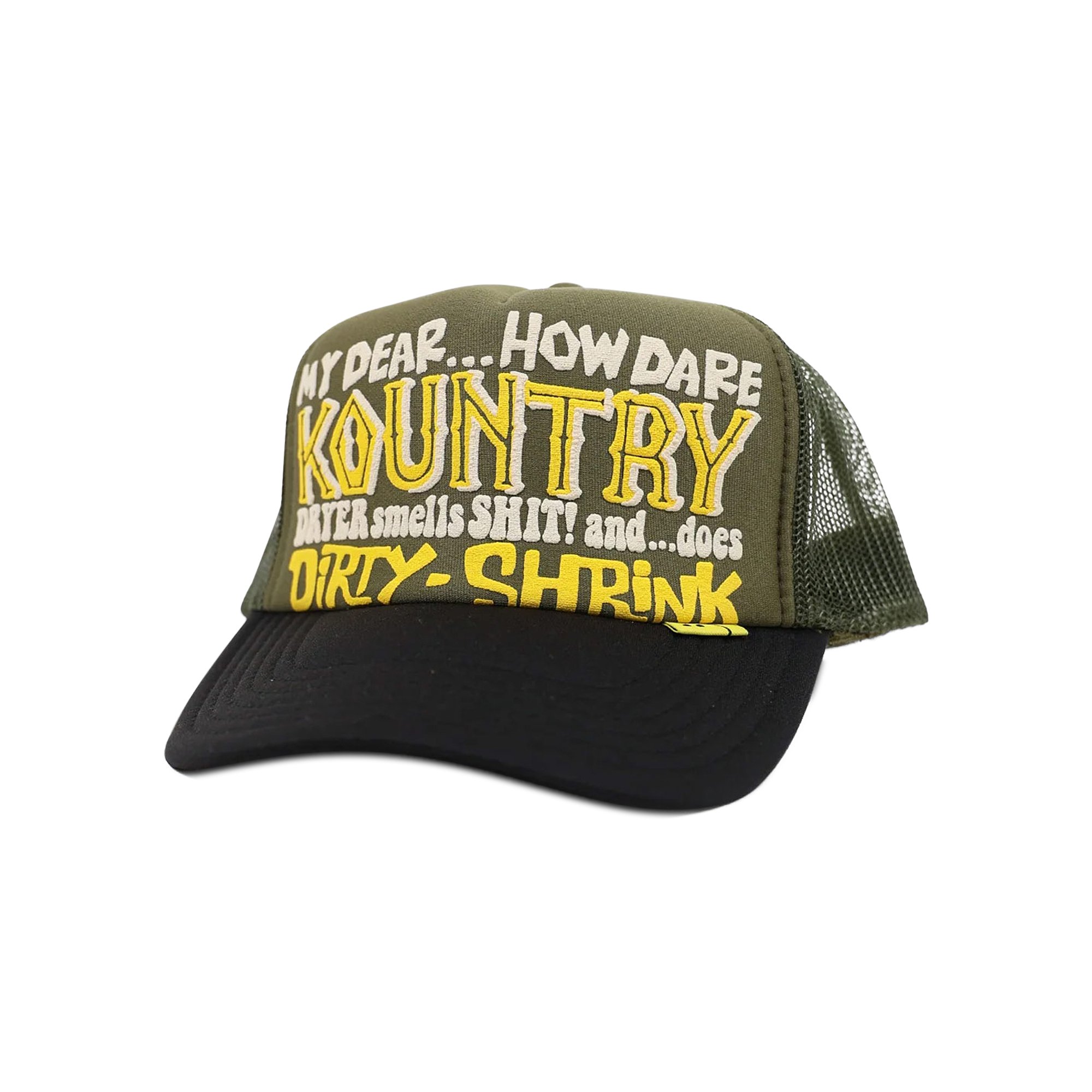 Buy Kapital Kountry Dirty Shrink Trucker Cap 'Dark Green/Black 