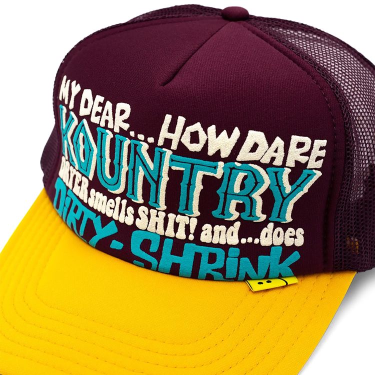 Kapital Kountry Dirty Shrink Trucker Cap BurgundyGold
