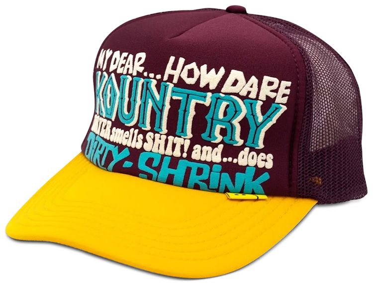Kapital Kountry Dirty Shrink Trucker Cap BurgundyGold
