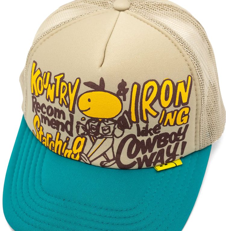 Kapital Coneycowbowy Trucker Cap BeigeTurquoise