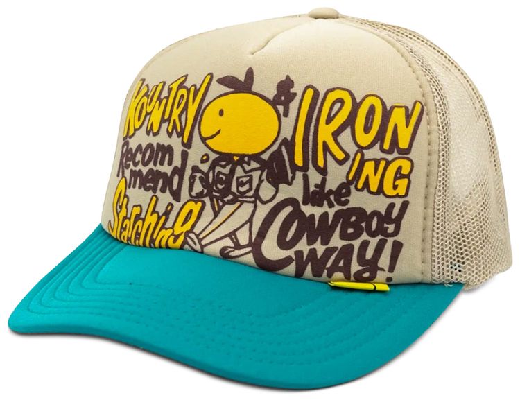 Kapital Coneycowbowy Trucker Cap BeigeTurquoise
