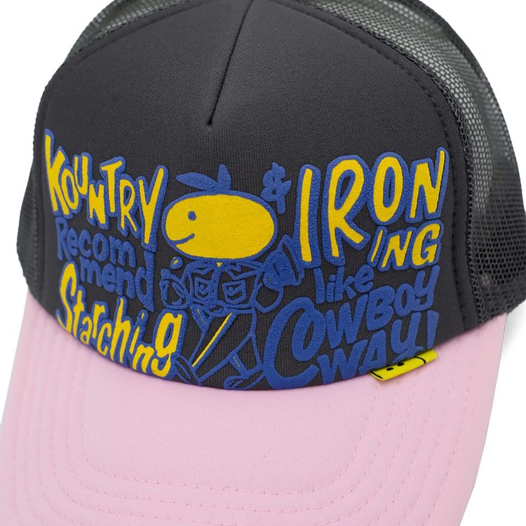 Kapital Coneycowbowy Trucker Cap Charcoal GreyPink