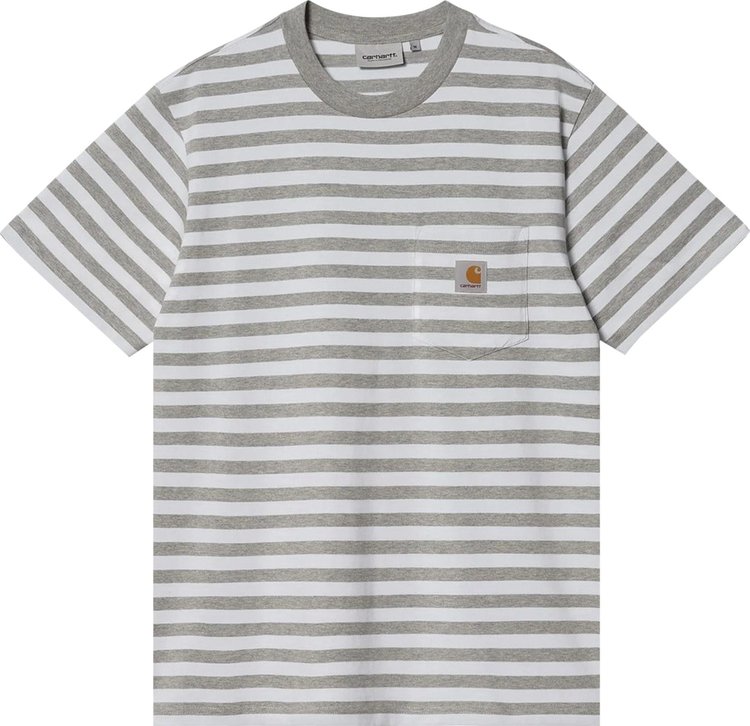 Carhartt WIP Short-Sleeve Scotty Stripe Pocket T-Shirt 'Grey Heather/White'