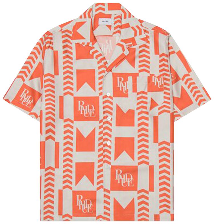 Rhude Grasse Button Up Shirt OrangeIvory