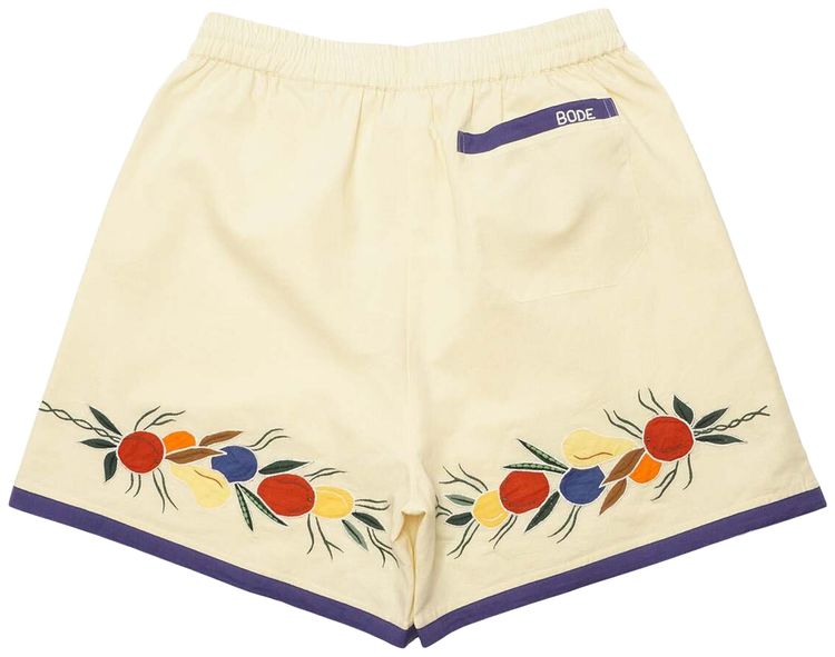 Bode Applique Fruit Bunch Shorts WhiteMulticolor