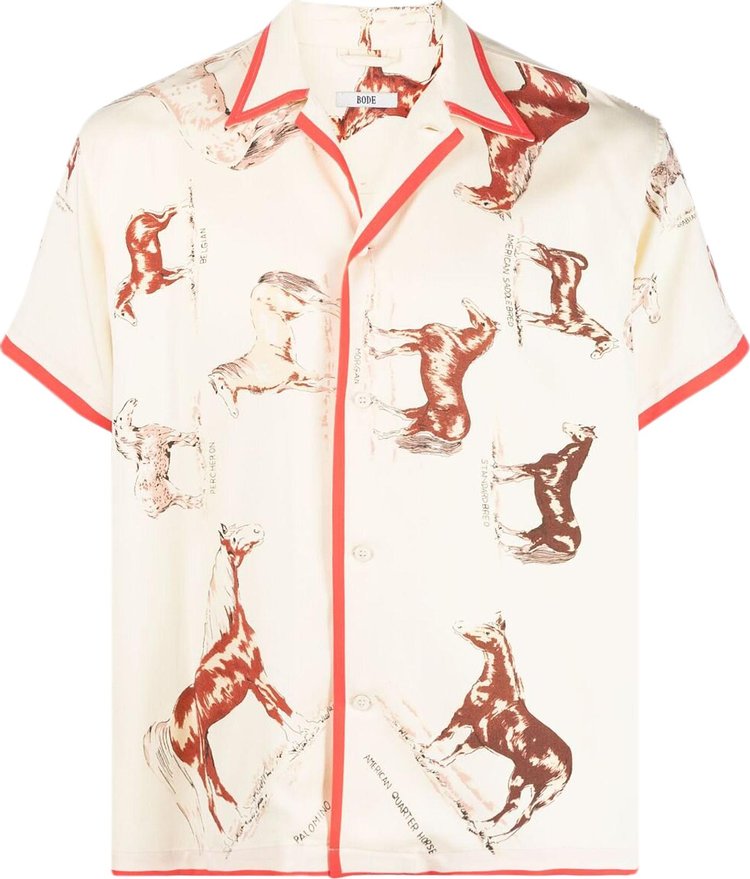 Bode Equine Short-Sleeve Shirt 'Cream'