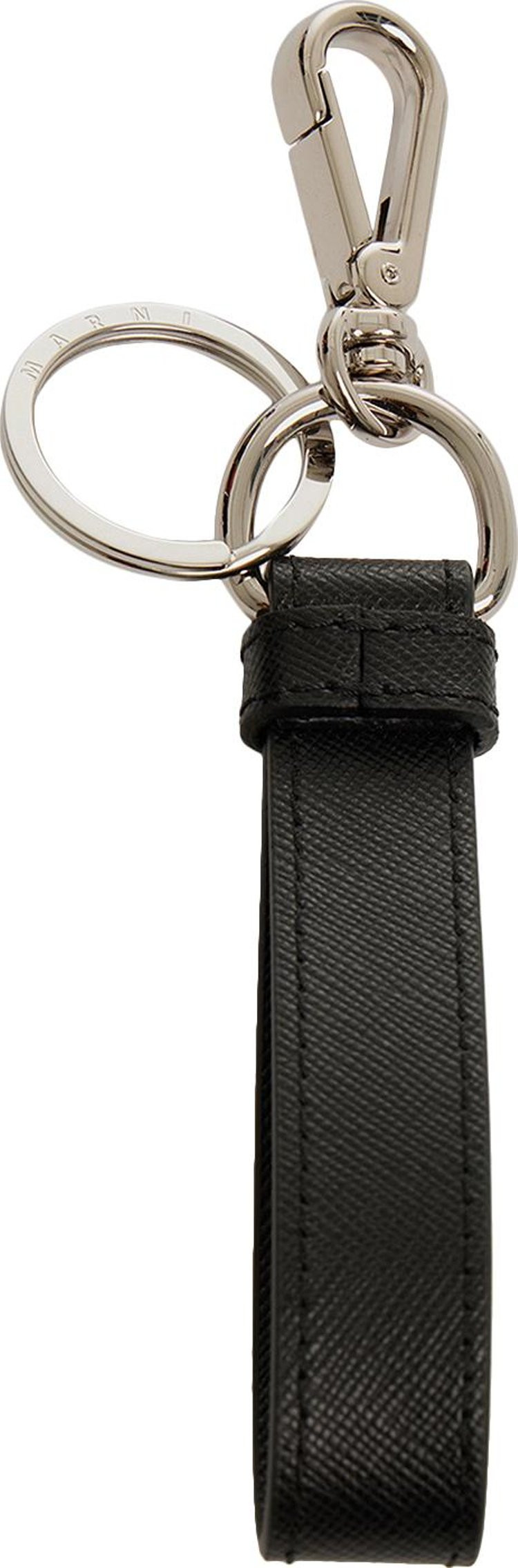 Marni Logo Leather Keyring Black