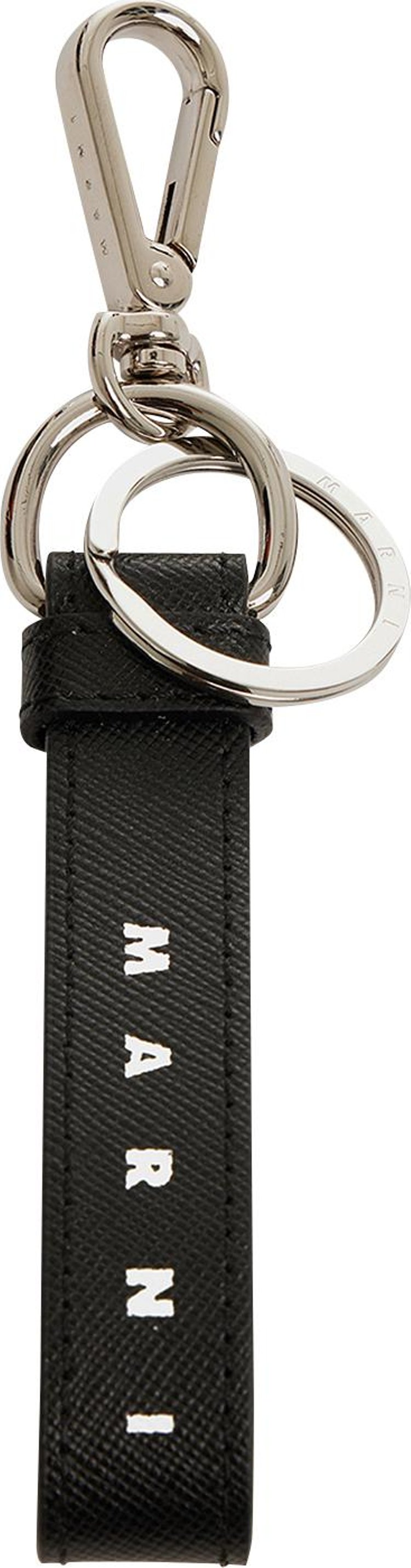 Marni Logo Leather Keyring 'Black'