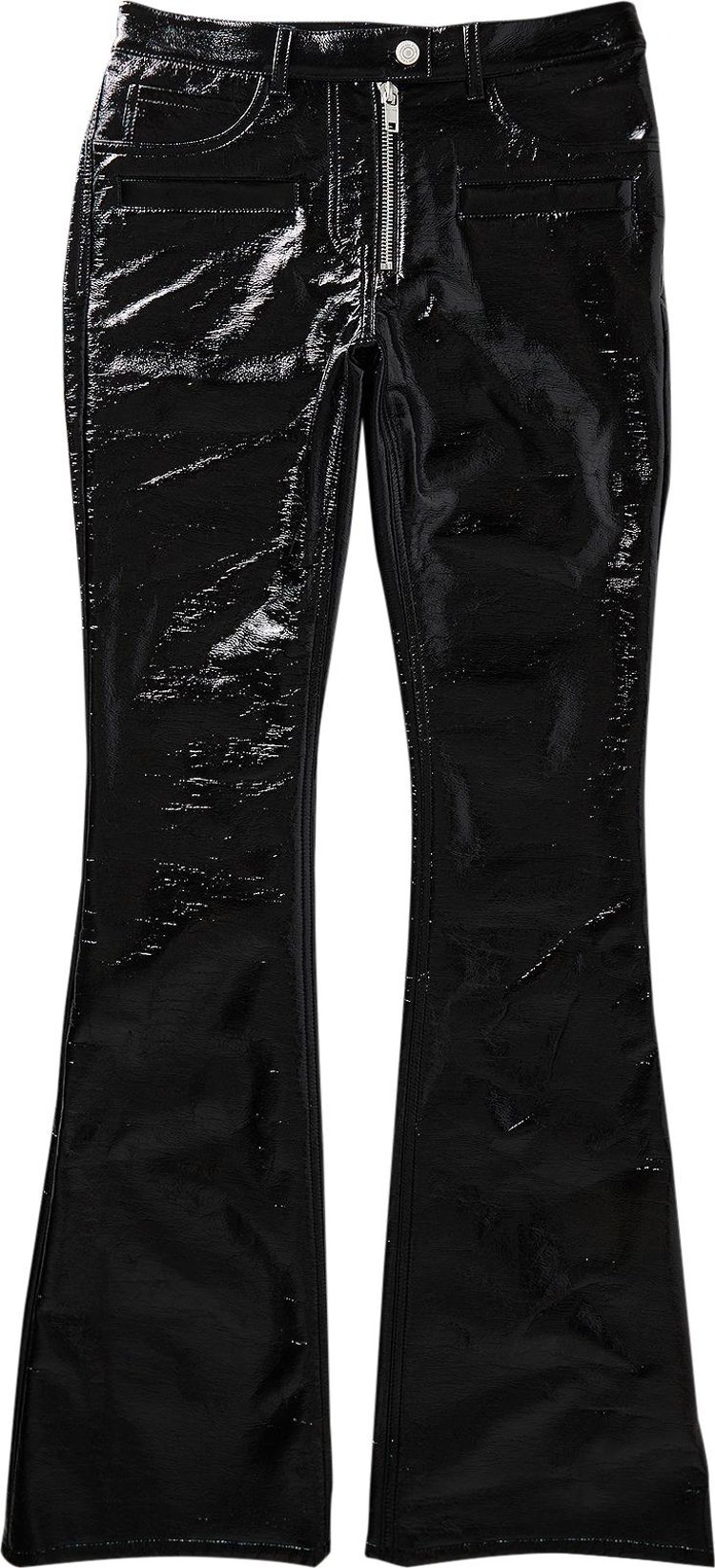 Ribbed-knit high-rise flare pants in black - Courreges