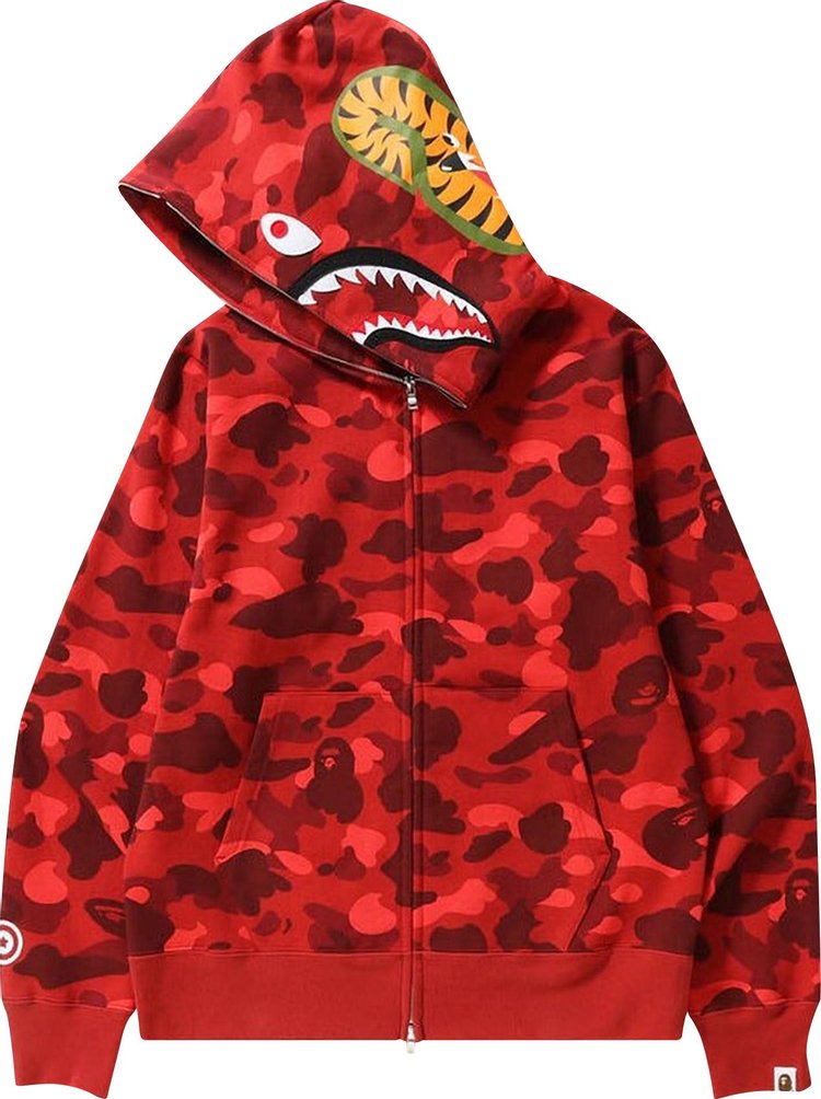 BAPE Color Camo Shark Full Zip Hoodie Red