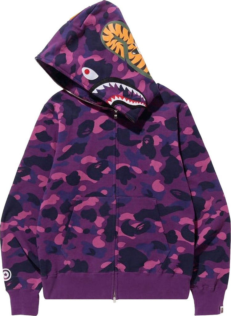 BAPE Color Camo Shark Full Zip Hoodie Purple