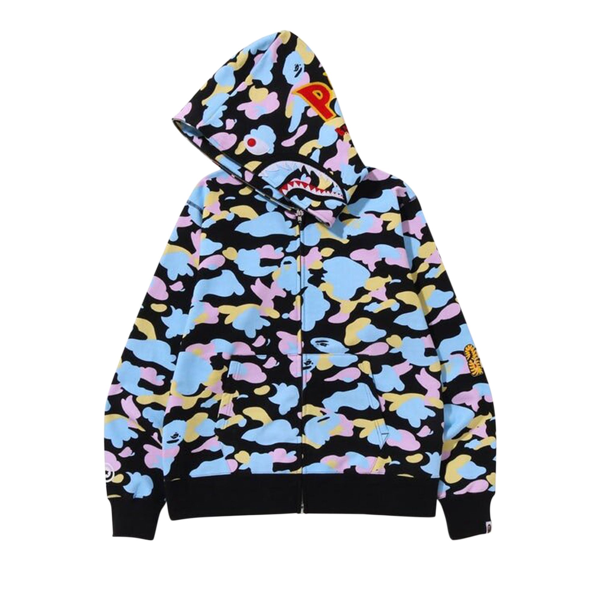 Buy BAPE Multi Camo 2nd Shark Full Zip Hoodie 'Black' - 1J20