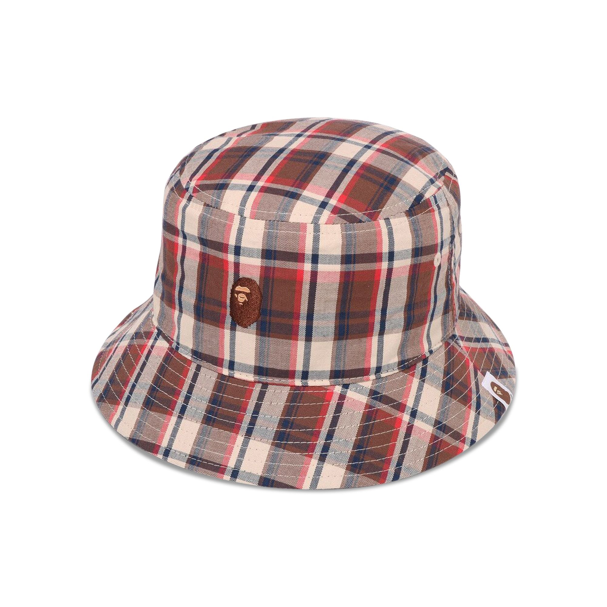 BAPE CHECK APE HEAD ONE POINT CASKET 帽子 Buy BAPE Mini Check Bucket Hat 'Red' - 1J30 181 001 RED | GOAT