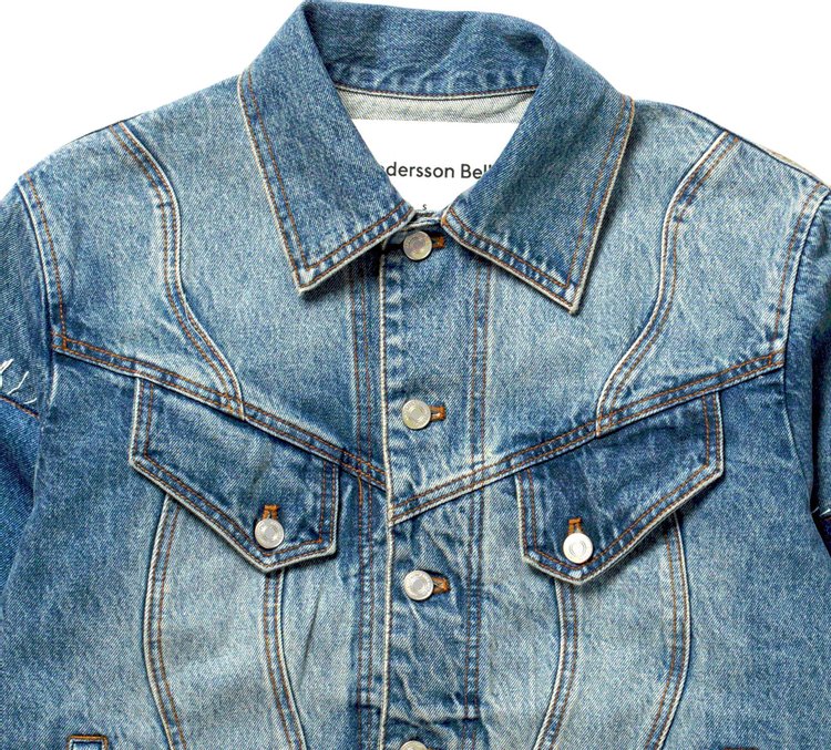 Andersson Bell Patchwork Denim Jacket Blue