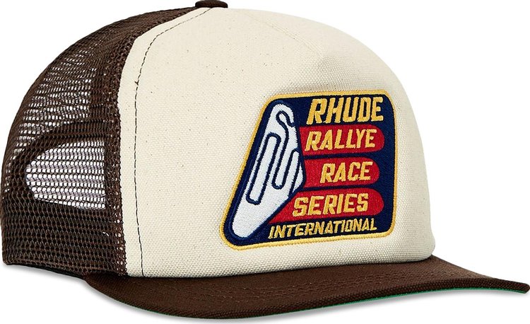 Rhude Race Series Washed Trucker Hat 'Brown/Vintage White'