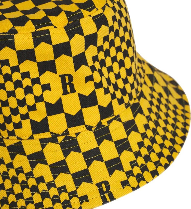 Rhude Checkered Monogram Bucket Hat YellowBlack