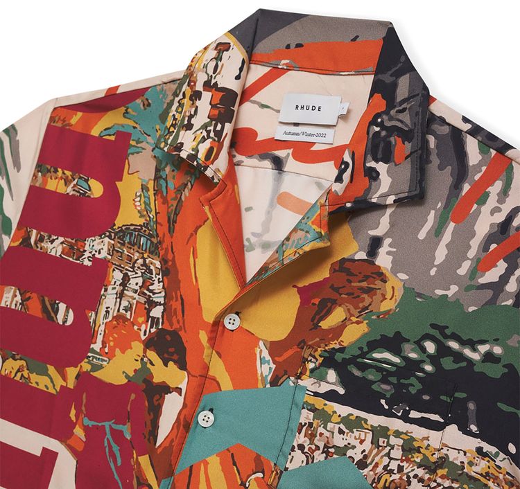Rhude Silk Racing Short Sleeve Button Up Multicolor