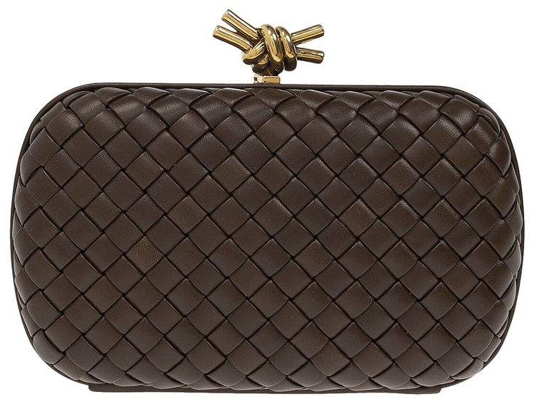 Bottega Veneta Leather Knot Minaudiere Clutch Bag Light Brown