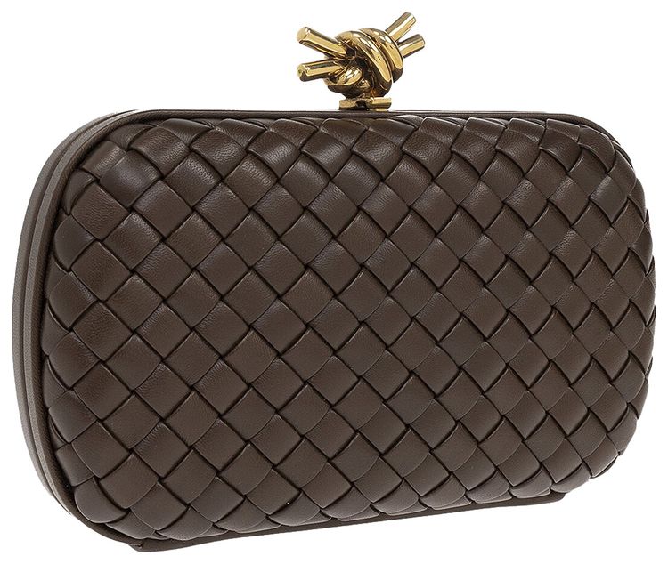 Bottega Veneta Leather Knot Minaudiere Clutch Bag Light Brown