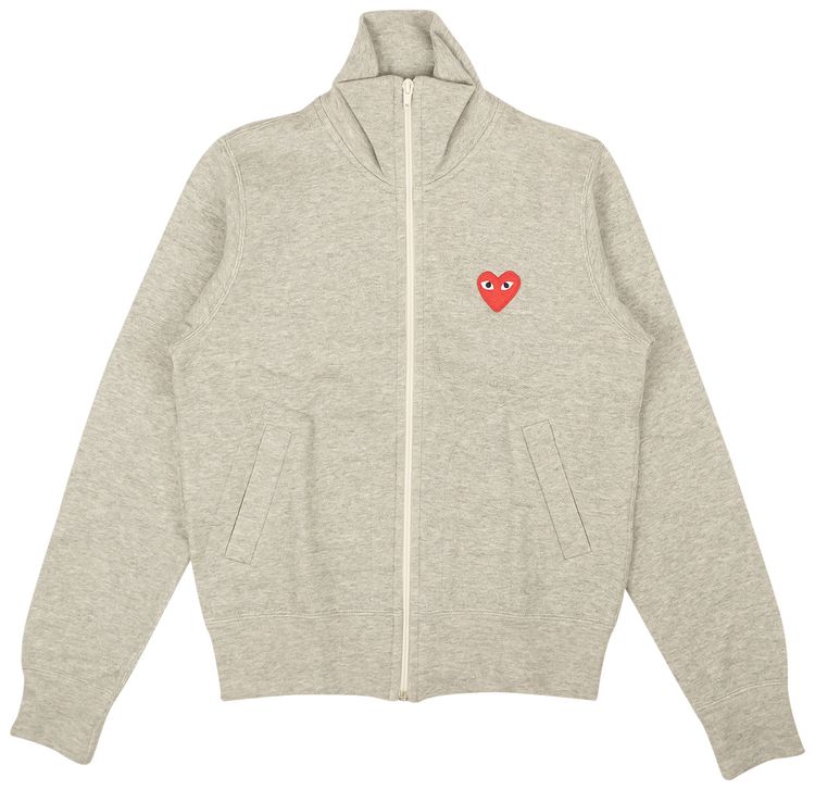 Comme des Garcons PLAY Multi Heart Zip Sweatshirt Grey