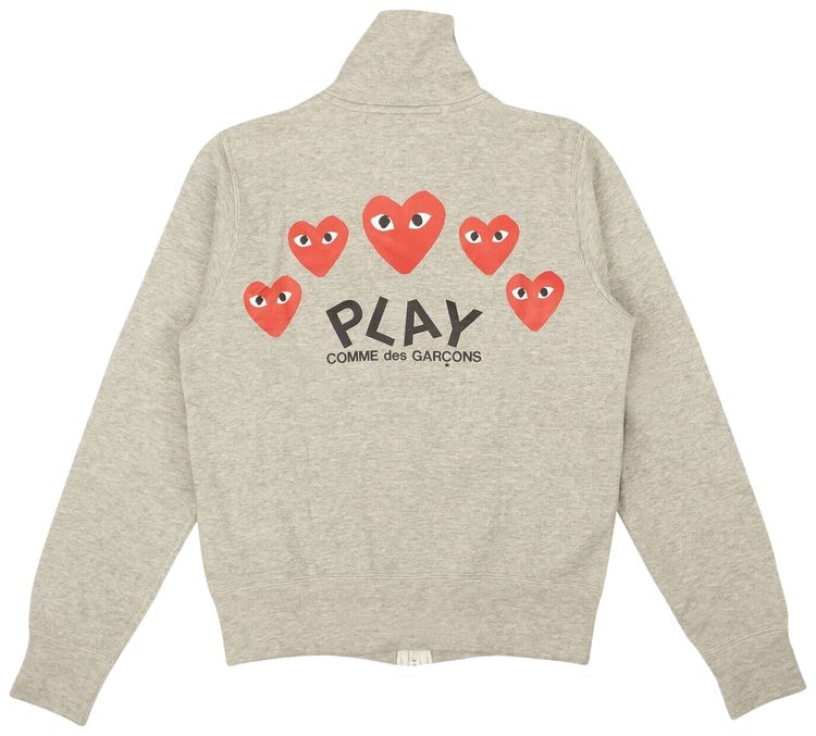 Comme des Garcons PLAY Multi Heart Zip Sweatshirt Grey