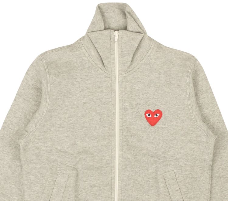 Comme des Garcons PLAY Multi Heart Zip Sweatshirt Grey