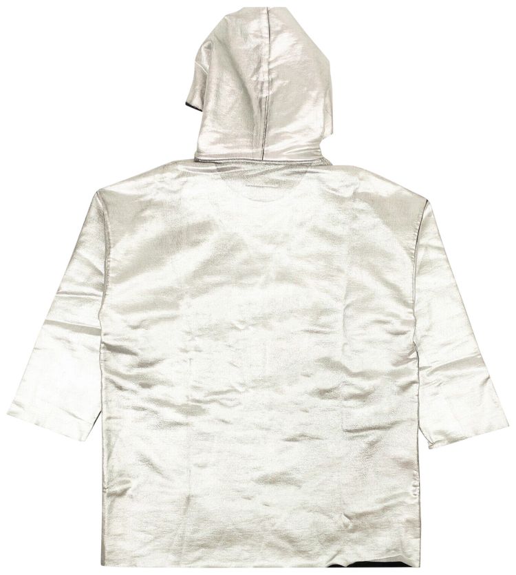 MM6 Maison Margiela Coated Longline Hoodie Silver