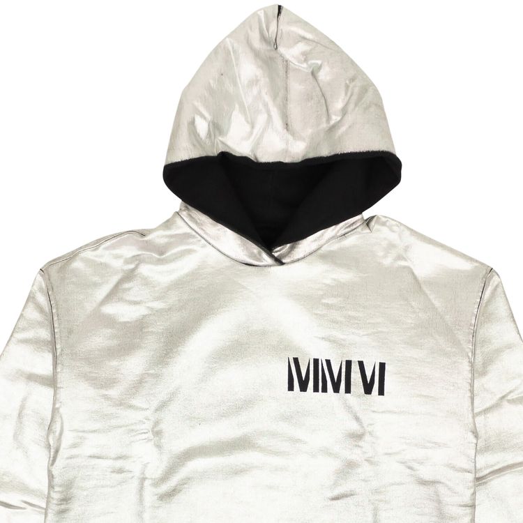 MM6 Maison Margiela Coated Longline Hoodie Silver