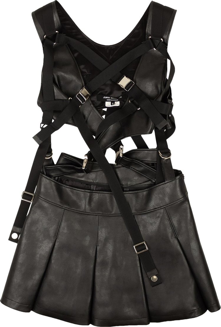 Junya Watanabe Faux Leather Harness Mini Dress 'Black'