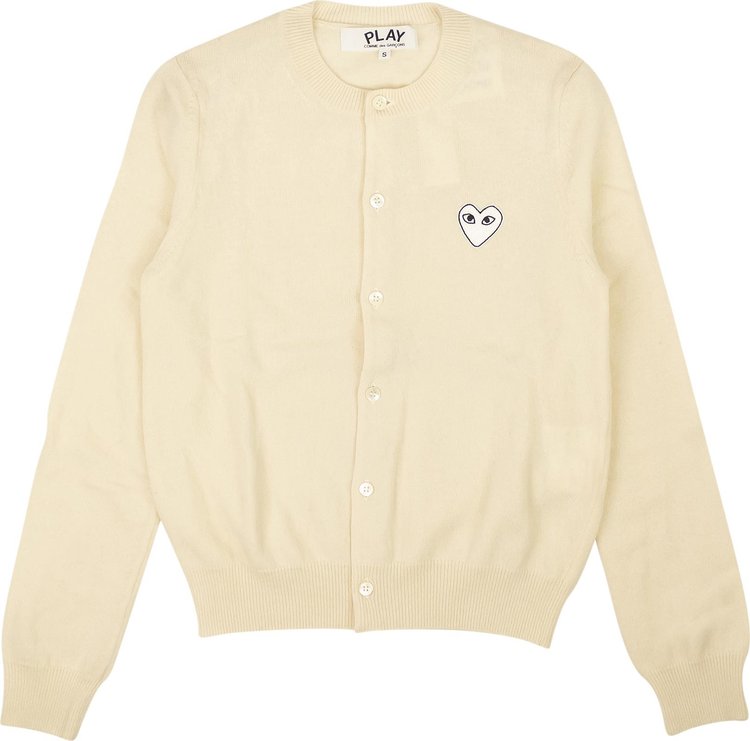 Buy Comme des Garçons Wool Knit Heart Cardigan 'White' - AZ N065 051 3 ...