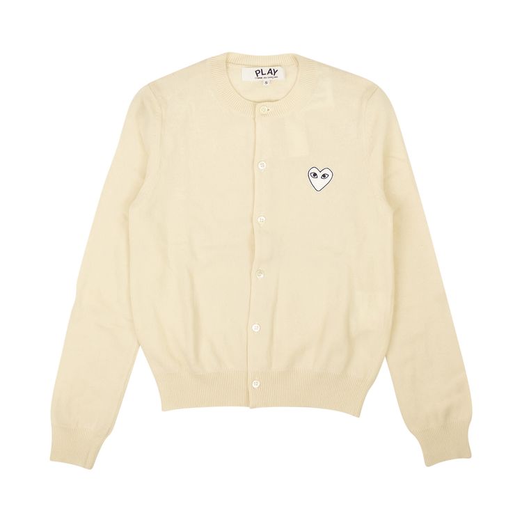 Comme des Garcons Wool Knit Heart Cardigan White