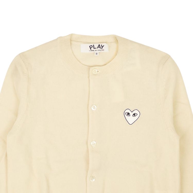 Comme des Garcons Wool Knit Heart Cardigan White