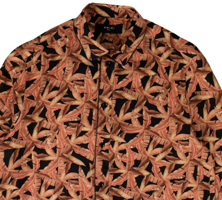 Amiri Banana Leaf Satin Pajama Shirt Pink