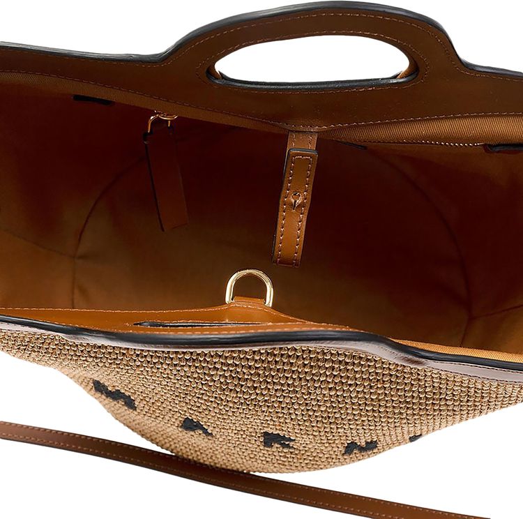 Marni Medium Logo Woven Tote Bag Brown