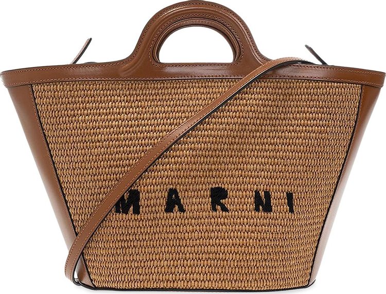 Marni Medium Logo Woven Tote Bag 'Brown'